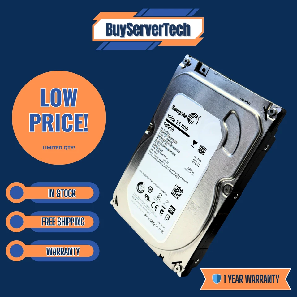 Seagate ST1000VM002 1TB 5900RPM 3.5" SATA 6Gb/s HDD | PC DVR CCTV | 0 Hours | 1Y - Image 2 of 4