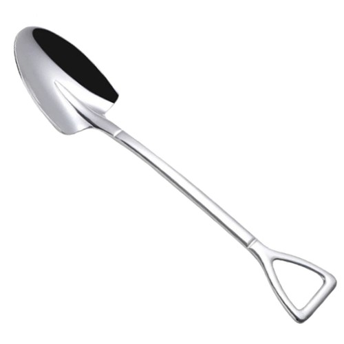 Stainless Steel Shovel Long Handle Spoon Silver Coffee Cream Spoon 15.4cm Long - Picture 9 of 19