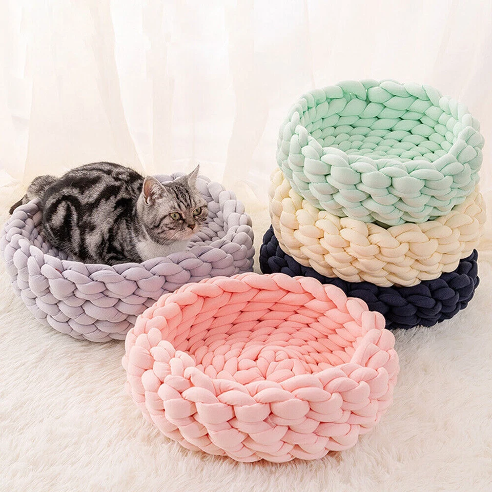 棉甜圈宠物狗猫床毛绒柔软温暖平静睡床圆形巢床 — 第 4/4 张图片