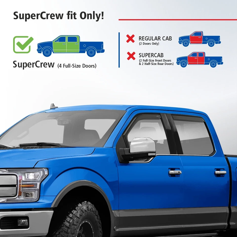 Protectores de lluvia viseras de ventilación para Ford F-150 SuperCrew 2015-2020 Foto 4 de 4