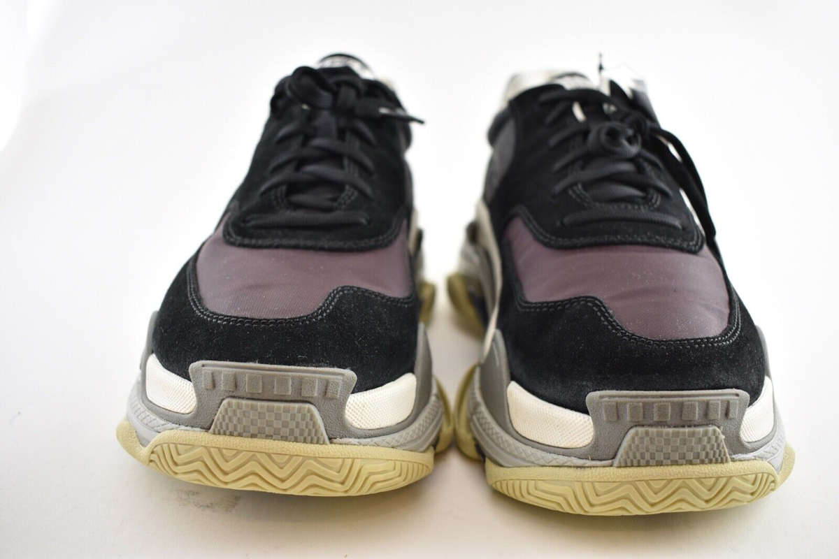 Balenciaga Triple S Mens V2 Black Burgundy Nylon Speed Trainer Sneaker Balenciaga Triple S Men V2 Black Grey Jaune Nylon Speed  main image 3