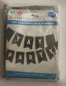 321 Party DIY Customizable Banner 13 Pendants 9 FT String & 104 Stickers NEW NIP