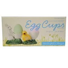 Williams Sonoma Chick & Bunny Egg Cups 2 Pc Set Ceramic Easter Spring Portugal
