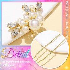 Pearl Bride Wedding Hair Pins Crystal Bridal Headpiece Hair Accessories for W...