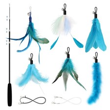 Cat Wand Toys for Indoor Cats - Cat Toy Set with Retractable Teaser Wand and ...