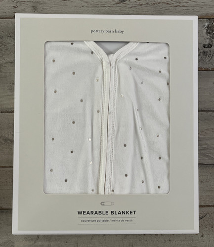 Pottery Barn Baby Wearable Blanket - White W/Metallic Dots - Size Large 12-18