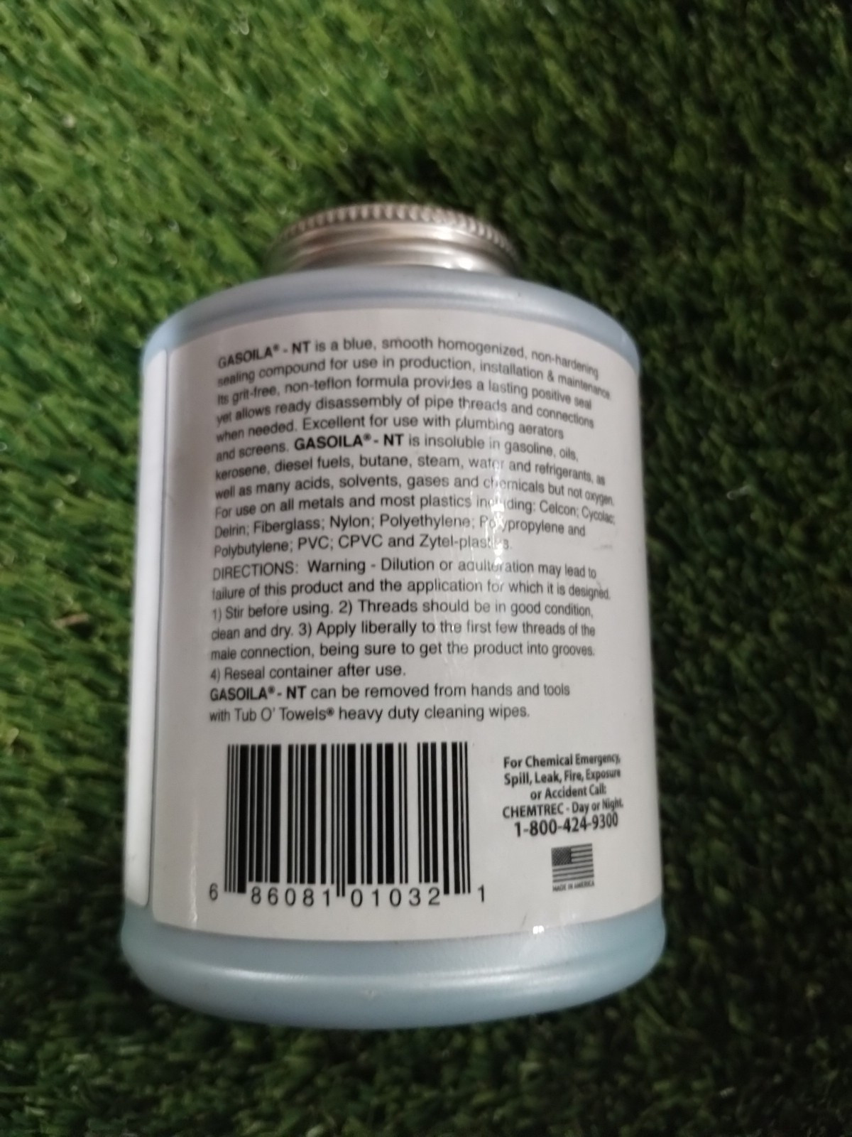 Gasoila Blue Non-Teflon Non-PTFE Pipe Thread Sealant, -50 to 400 Degree F, 1 ...