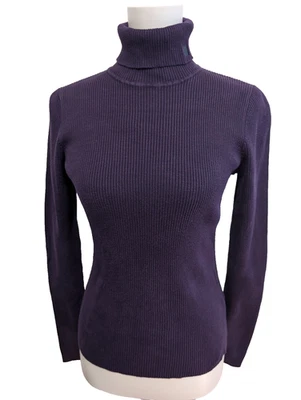 Pull Ralph Lauren femme (Lauren) Violet Col Roulé Maille Côtelée Logo Taille S - Photo 1/4