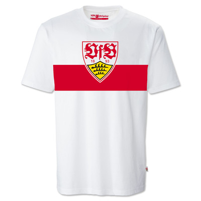 VfB Stuttgart T-Shirt Wappen Brustring weiß Gr. M-5XL