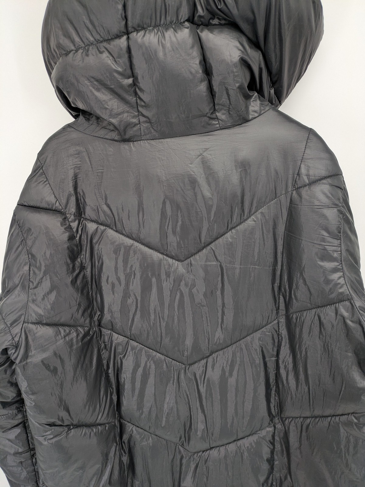 Stradivarius Damen Steppjacke Größe S schwarz lang wattiert Kapuze Wintermantel image 7