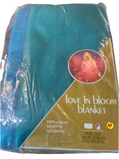 Sears Love In Bloom FULL Blanket Carribbean Turquoise Polyester NEW