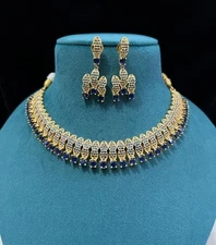 Indian Bollywood Bridal PartyWear Gold Plated cz Jewelry Set Weding Women rm26