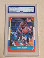 1986 FLEER THURL BAILEY SIGNED CARD #6 RC PSA DNA UTAH JAZZ NICE LOOK!