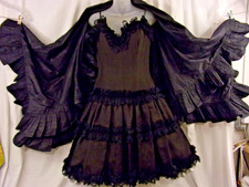 Oscar De La Renta Black Taffeta Corset Cocktail Dress with Shawl 10/12 ICONIC