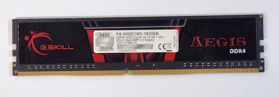 G.SKILL AEGIS 8GB DDR4-3000 CL16 DESKTOP RAM DIMM F4-3000C16D-16GISB * BAD * - Image 2 of 2