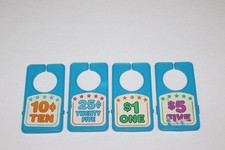 Vintage Playskool Playstore Stand-Up Cash Register Replacement 4 Blue Tags Money