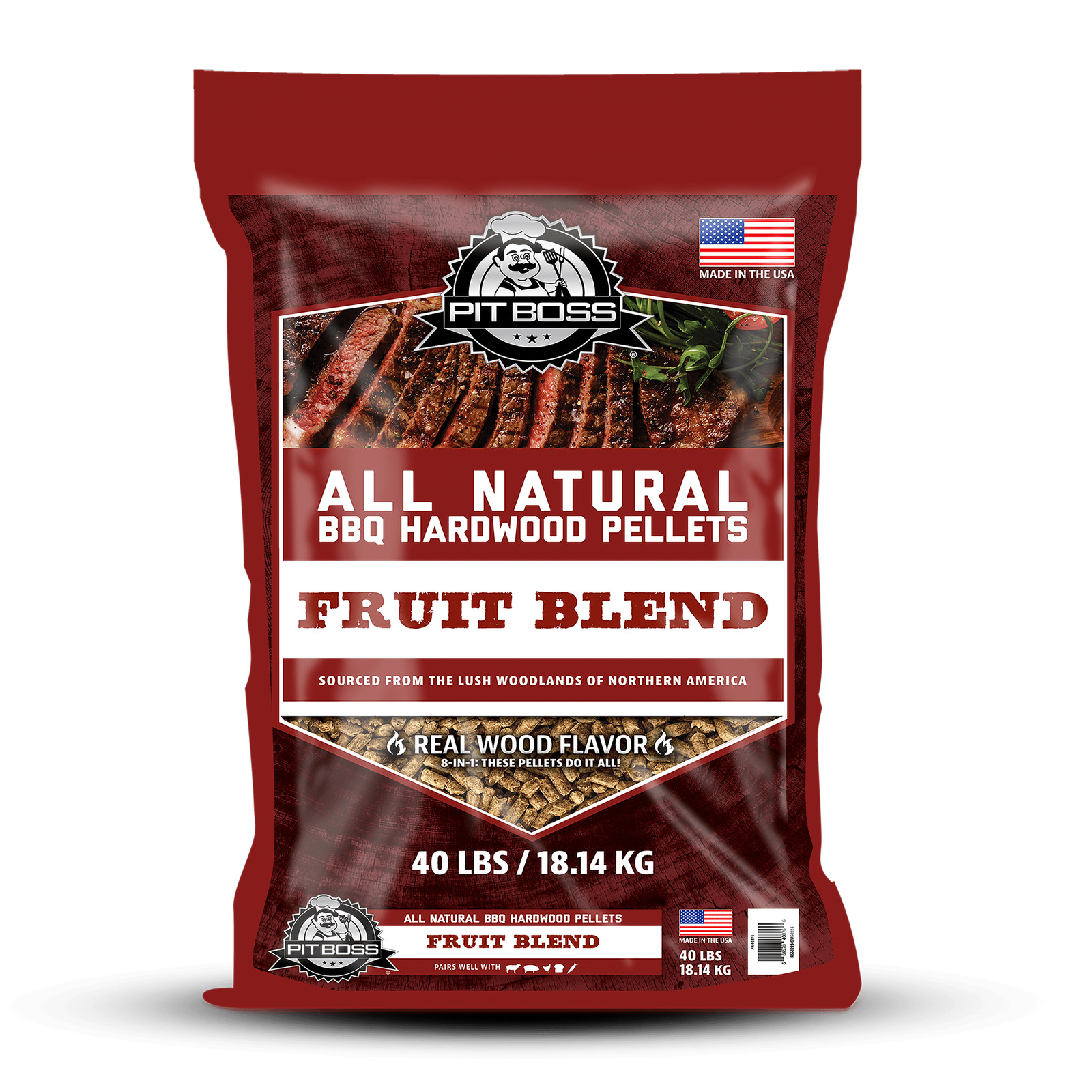 Pit Boss 100% All-Natural Hardwood Fruit Blend BBQ Grilling Pellets, 40 lbs Bag