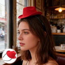 Small Red Cowgirl Hat Headband Reusable Western Party Hairpiece for Dance