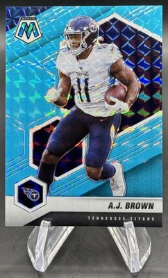 2021 Panini Mosaic A.J. Brown #195 Prizm Blue Fluorescent 6/15 Titans