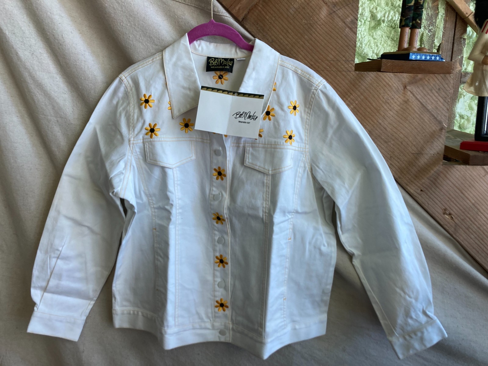 Bob Mackie Jacket Wearable Art Yellow Daisies NEW… - image 1