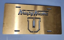 Krispy Kreme U Doughnuts STEEL Vintage License Plate - RARE