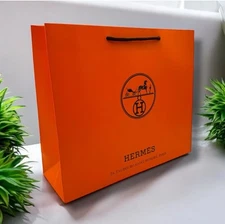 New Classic Orange Hermes Med Shopping Gift Bag  12.75” x 11” x 4” Luxury