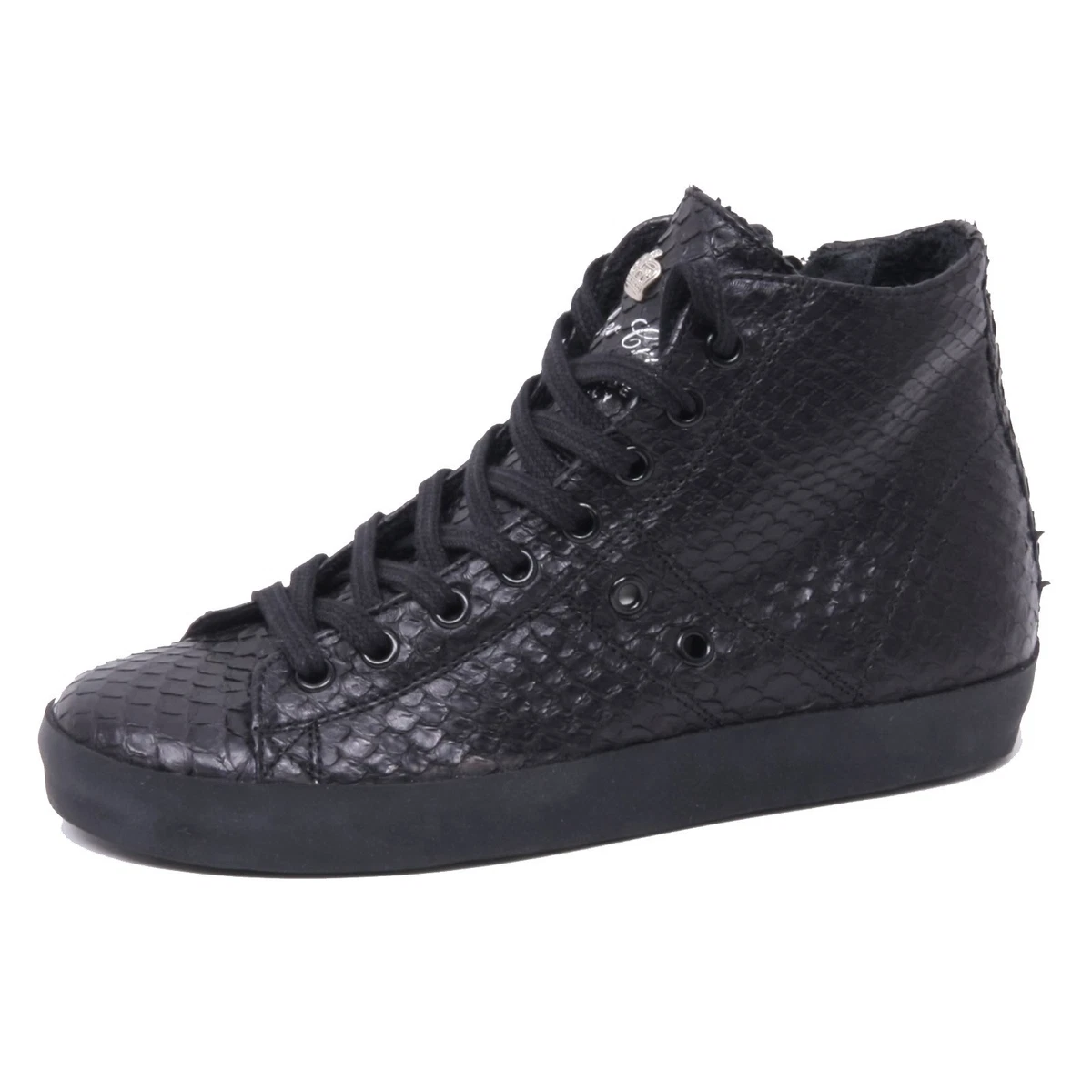 B2930 sneaker alta donna LEATHER CROWN scarpa stampa pitone nero shoe woman