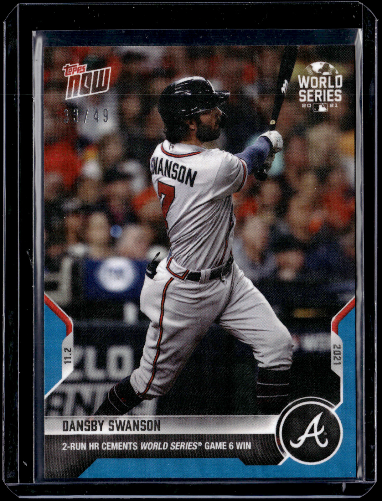 Dansby Swanson - 2021 MLB Topps Now #1038 Blue 33/49 Parallel Atlanta Braves