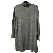 Mango MNG Basics Gray Mock Neck Tunic Sweater Dress Women’s 6 Knit Long Sleeve