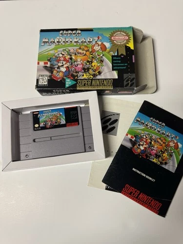 Super Mario Kart for Nintendo SNES Complete in Box, Tested, Authentic, Clean.