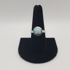Vintage Blue Larimar Gemstone Sterling Silver 925 Ring Size 8