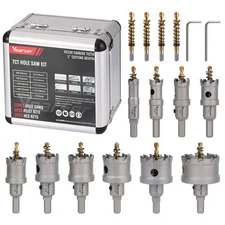 16Pcs TCT Carbide Hole Saw Kit 5/8''- 2'' Metal Hole Saw Set for Stainless Steel