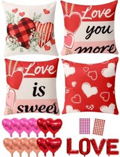 Valentine Decorations Set of 4 Double-Sided 18" x 18" Pack of 4 Red