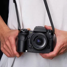 For Fujifilm XH2S Handmade Genuine Leather Half Case Bag Cover Metal Base