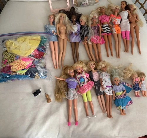 Barbie Doll Lot w/ Clothes Accessories Pets Mixed Vintage Modern Bundle 15+ Doll