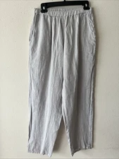 Match Point Linen Straight Leg Crop Pullon Heather Gray  Pant S Comfy Resort USA