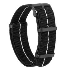 Elastic Nylon Watch Band 22mm Waterproof One Piece Watch Strap, Black/White