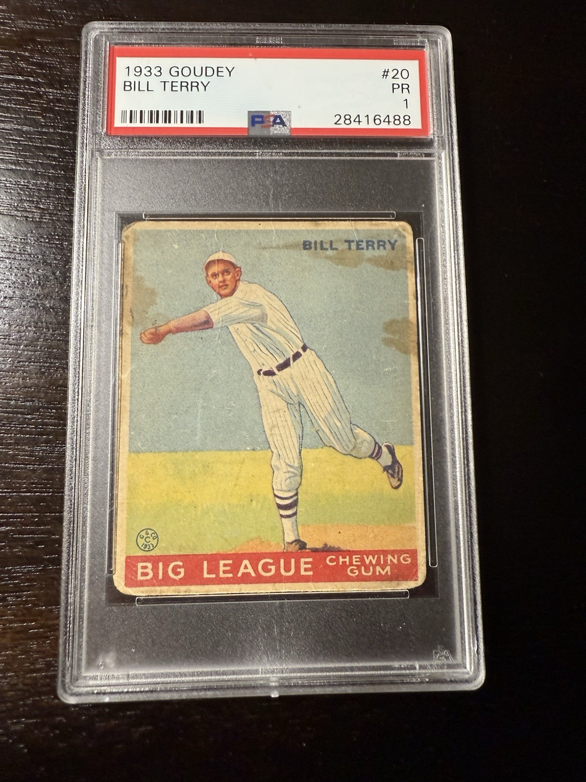 1933 Goudey #20 Bill Terry PSA 1 New York Giants