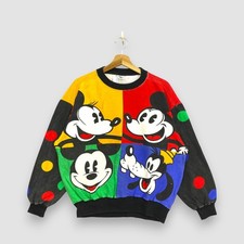Vintage 90s OVP Mickey Mouse Sweater Disney Color Block Crew Sweatshirt Size L