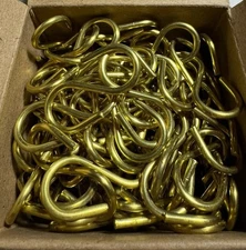 Box Of 100 Solid Brass S Hooks 1-1/2” 1.5” Light Open Style Brand New
