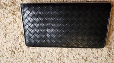 Bottega Veneta Intrecciato Long Wallet In Black Leather Made In Italy with COA