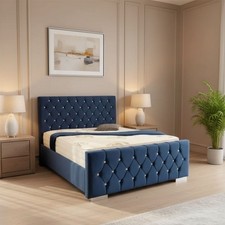 Struttura letto matrimoniale Florida Chesterfield peluche velluto ottomano alzata a gas contenitore 5 piedi