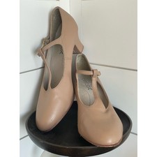 Capezio T-Strap Character Shoe Tan leather 11.5 Dance ballet