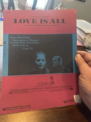 N 1971 Candice Bergen Movie Sheet Music  T. R. BASKIN   Love Is All