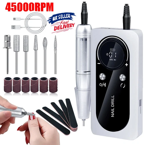 45000RPM Electric Cordless Nail Drill Machine E File Manicure LED Art Drill Kits - Picture 1 of 17