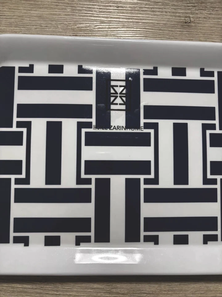 Jill Zarin Montauk 海军几何拼盘 三聚氰胺 全新 — 第 2/2 张图片