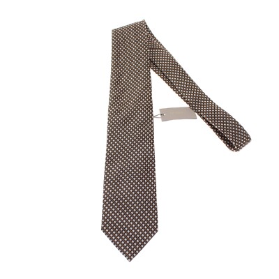 Tom Ford NWT Neck Tie in Browns and White Mini Check Pattern Silk/Acrylic Blend