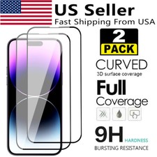 2-PACK For iPhone 14 13 12 11 Pro XR X/XS Max Tempered Glass Screen Protector