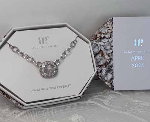 Bomb Party April Necklace - NK70018 "A Grand Statement" Diamond CZ On Rhodium - Picture 2 of 3