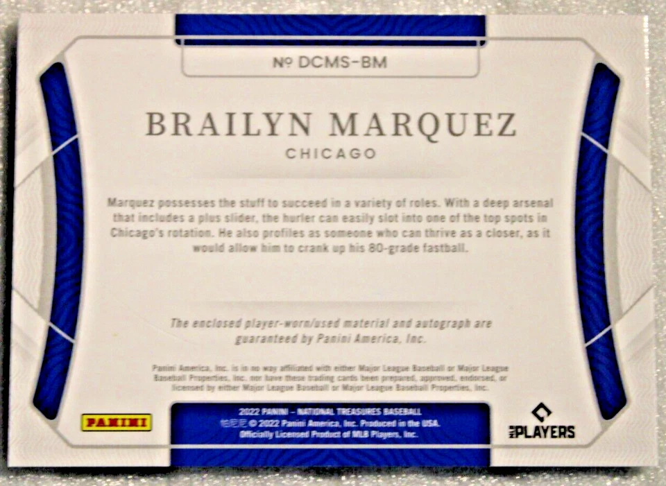 2022 National Treasures Die-Cut Material Signatures /99 Brailyn Marquez Auto - Image 3 of 3